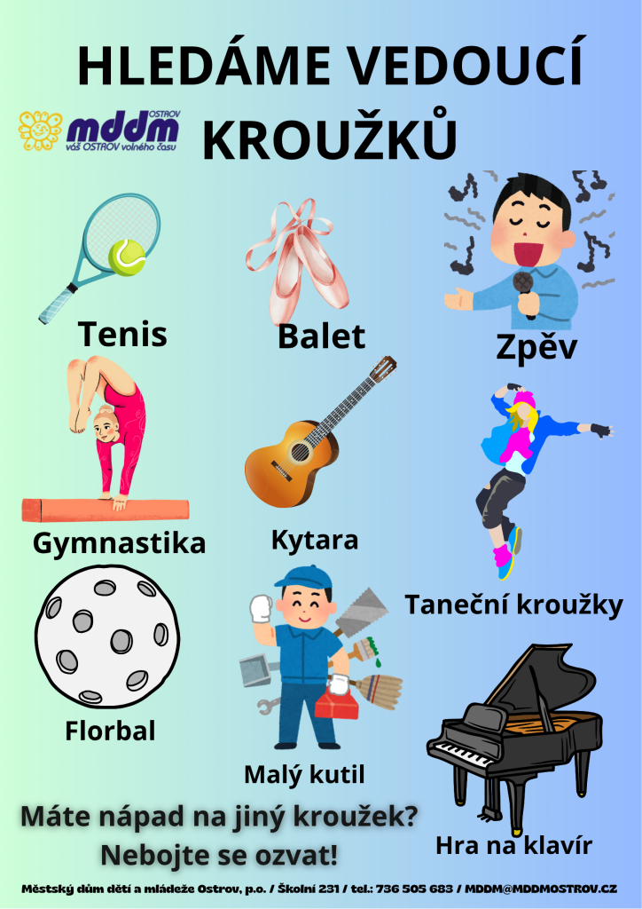 Hledáme vedoucí na zájmové kroužky