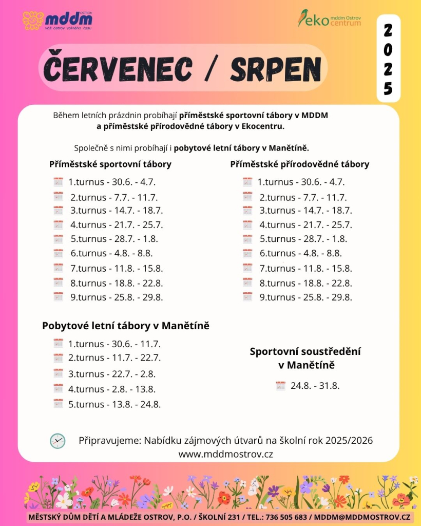 Program na měsíce červenec a srpen