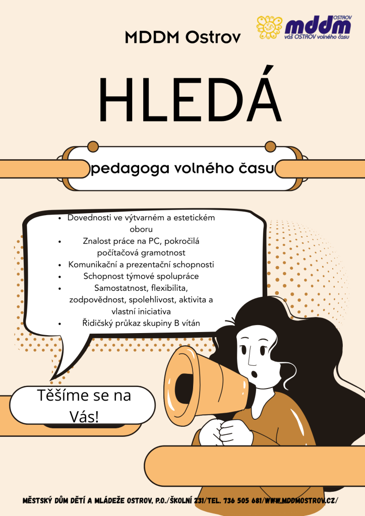 Hledáme pedagoga volného času