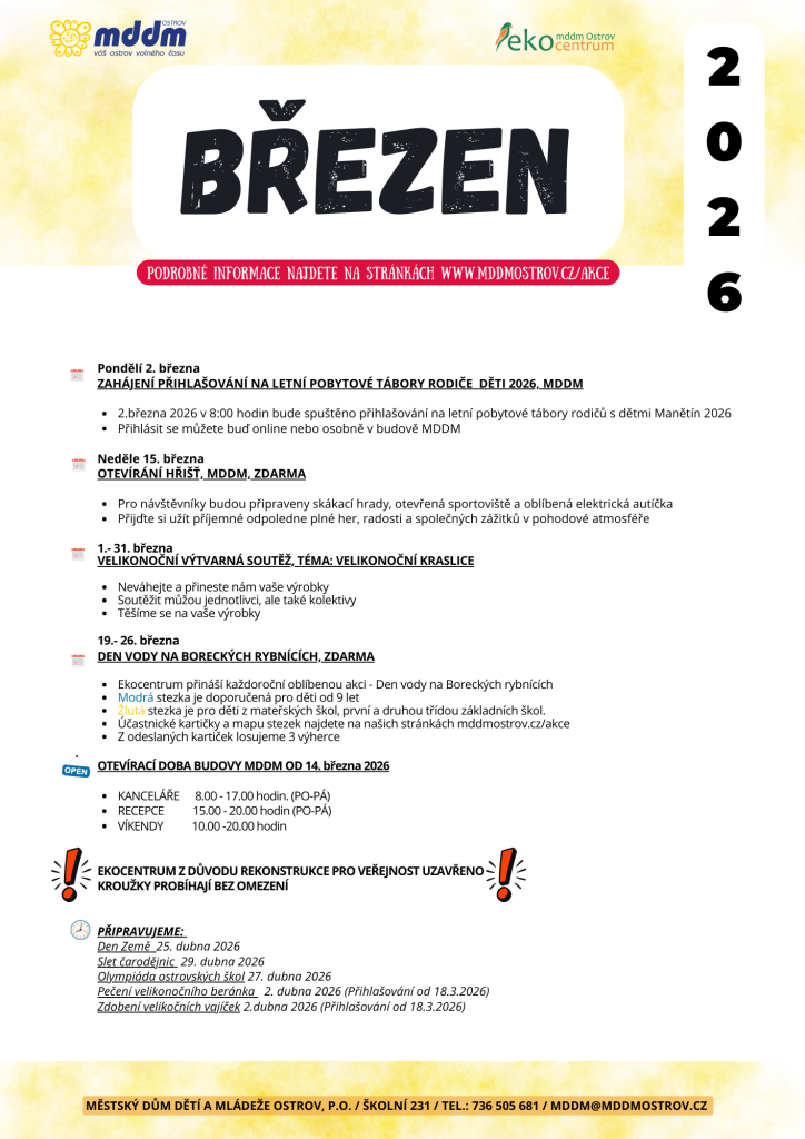 Program na měsíc březen 