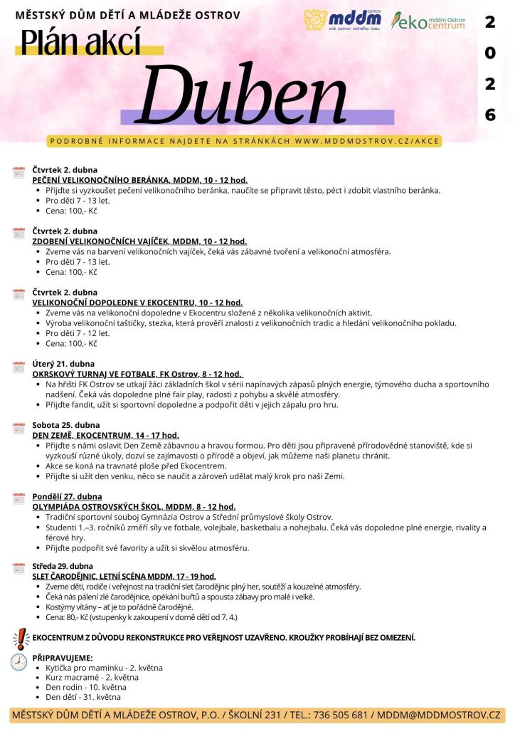 Program na měsíc květen 