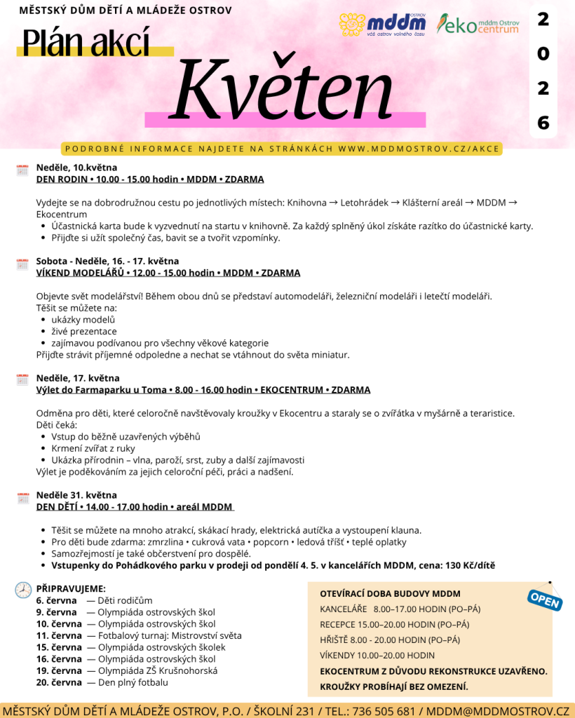 Program na měsíc květen 