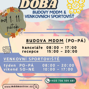 Provozní doba budovy od 1.11.24