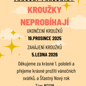 Ukončení kroužků o vánočních prázdninách